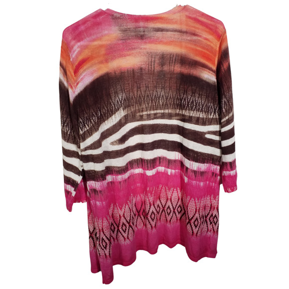 NWT Chico’s Tribal Chic Storm Cardigan | Size 3 (XL) | Linen Cotton Semi Sheer - Picture 3 of 7